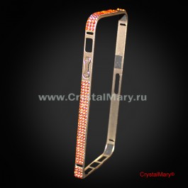 Золотой бампер на iPhone 5/5S с кристаллами Swarovski (Австрия)  www.crystalmary.ru