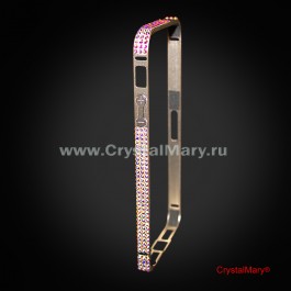 Золотой металлический бампер на iPhone 5/5S с кристаллами Swarovski (АВСТРИЯ)  www.crystalmary.ru