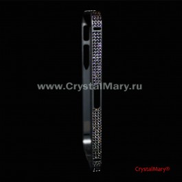 Металлический бампер на iPhone серый с кристаллами Сваровски (Австрия)  www.crystalmary.ru