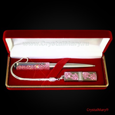 Набор ручка и флешка 16Gb Light Rose www.crystalmary.ru