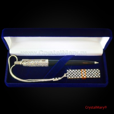 Набор ручка и флешка 16Гб Джет Кристал www.crystalmary.ru