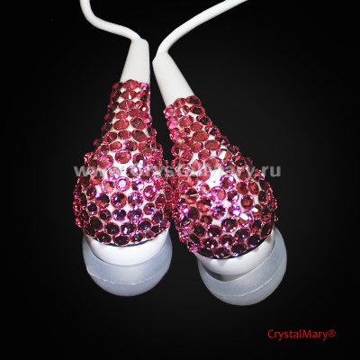 Розовые наушники со стразами www.crystalmary.ru