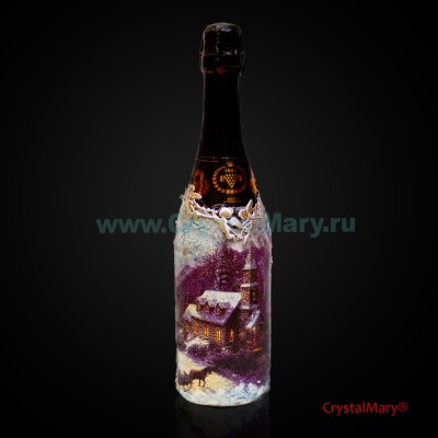 Декор бутылки. Игристое вино www.crystalmary.ru