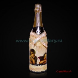 Декор бутылки шампанского  www.crystalmary.ru