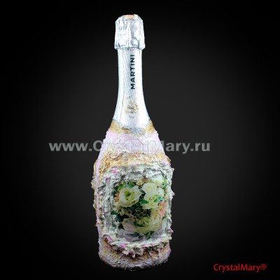 Декор бутылки шампанского www.crystalmary.ru