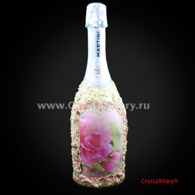 Декор бутылок на свадьбу  www.crystalmary.ru