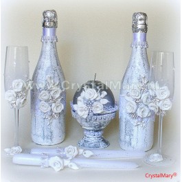 Свадебная бутылка шампанского  www.crystalmary.ru