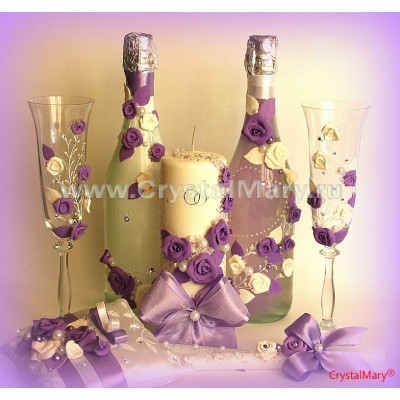 Украшение свадебных бутылок www.crystalmary.ru