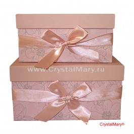 Подарочная коробка с бантом розового цвета  www.crystalmary.ru