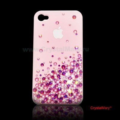 Панель на iPhone 4G розовая россыпь www.crystalmary.ru
