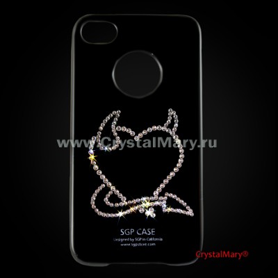 Чехол SGP черный для iPhone 4 "Сердце с рожками" www.crystalmary.ru