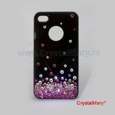 Крышка на iPhone 4G/S розовая россыпь www.crystalmary.ru