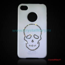 Панель iPhone белая: Череп  www.crystalmary.ru
