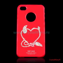 Крышка на iPhone 4G: Сердечко с рожками www.crystalmary.ru
