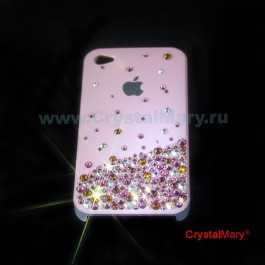Панель для iPhone Swarovski Розовый дождь  www.crystalmary.ru