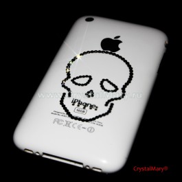 "Череп" из страз на телефоне www.crystalmary.ru