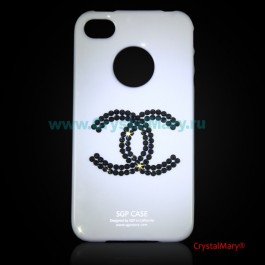 Панель iPhone Шанель в черных бриллиантах www.crystalmary.ru