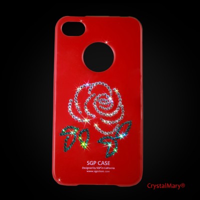 Крышка SGP для iPhone 4G красная с рисунком "Роза" www.crystalmary.ru