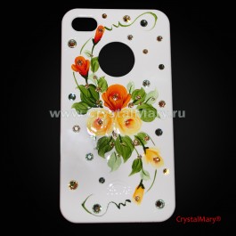 Крышка для iPhone 4 и 4S с цветами  www.crystalmary.ru
