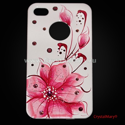 icover для iPhone 4S и 4, цветочки www.crystalmary.ru