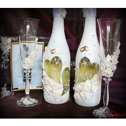 Декор бутылки шампанского на свадьбу 