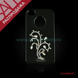 Крышка на iPhone 4G Узор из белых кристаллов  www.crystalmary.ru