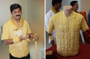 Золотая рубашка, украшенная Swarovski